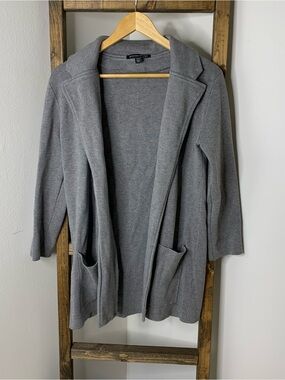 Boston Proper Gray Open-Front Knit Cardigan with Pockets Size S